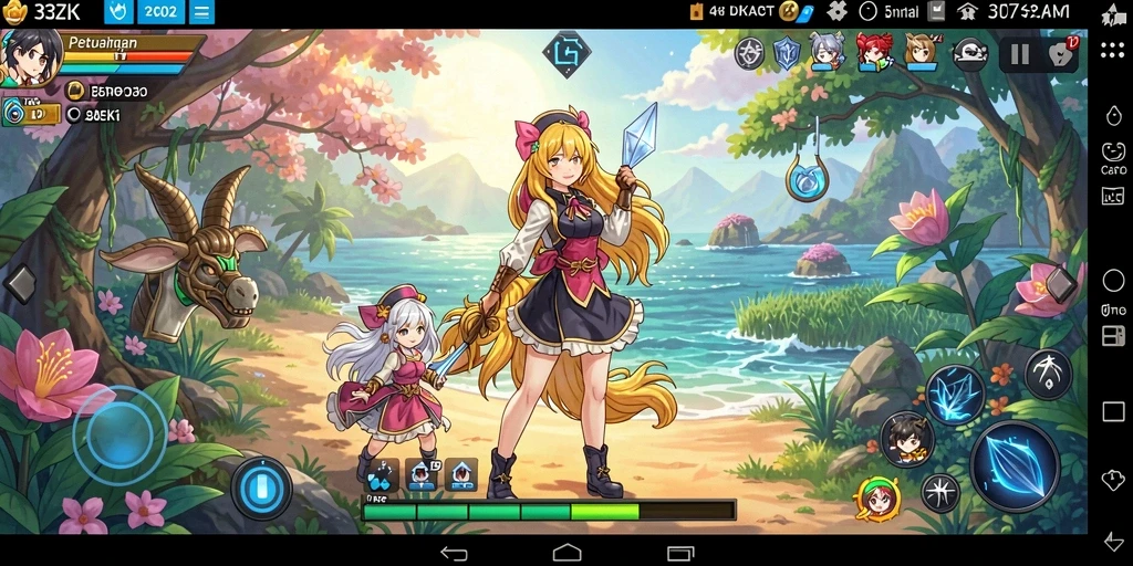 Screenshot utama 33ZK menampilkan pertarungan karakter Anime yang epik.