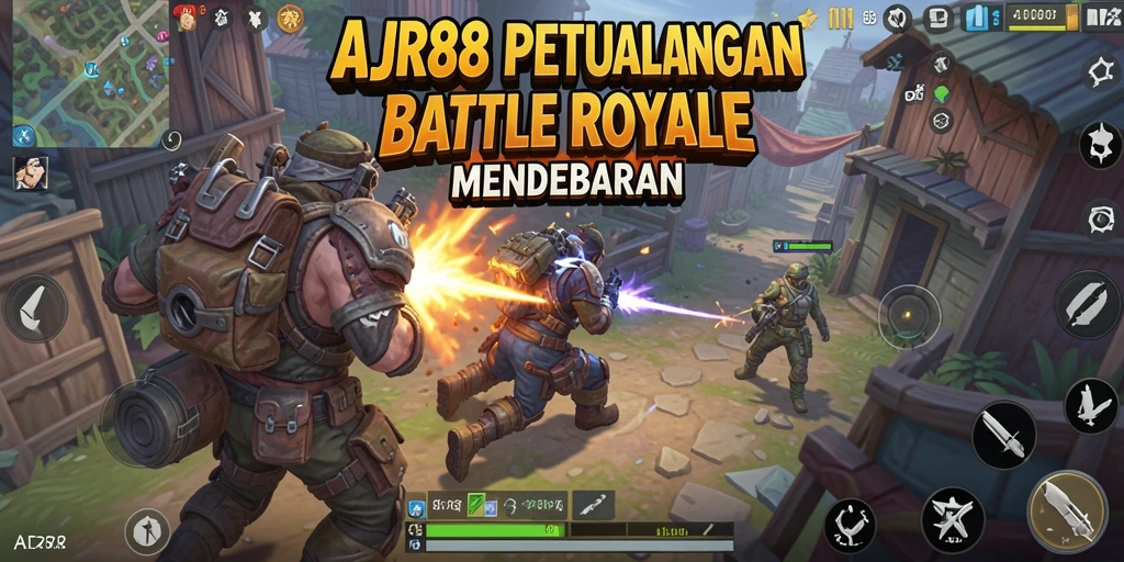 Screenshot AJR88 menunjukkan aksi intens dalam pertandingan Battle Royale.