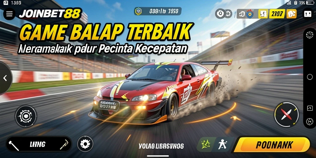 Tampilan gameplay seru di JOINBET88 dengan mobil balap berkecepatan tinggi.