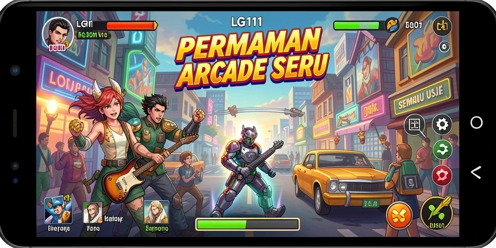 Screenshot utama LG111 menampilkan gameplay Arcade yang seru dan penuh tantangan.