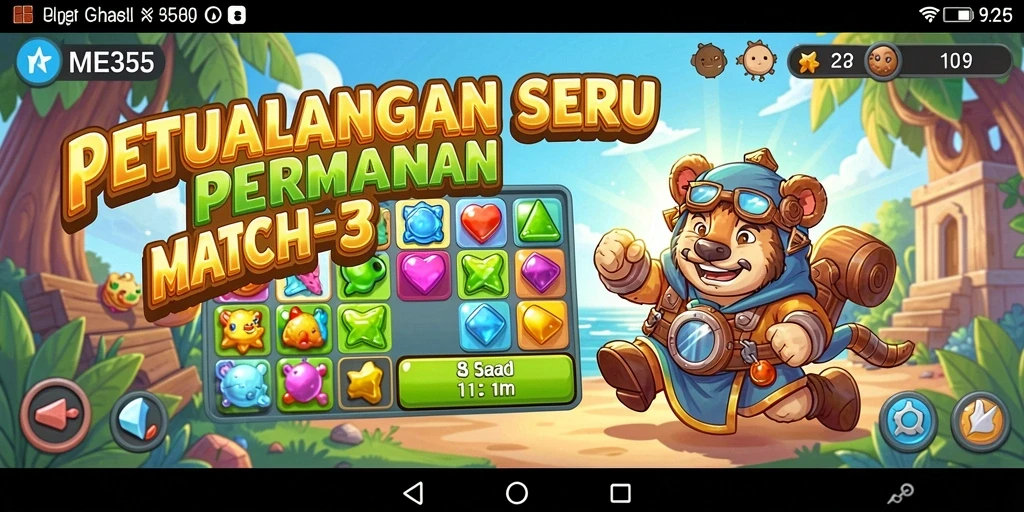 Tangkapan layar gameplay ME355 yang menampilkan aksi seru Match-3.