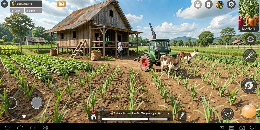 Gameplay seru dari MENYALA78 dengan ladang hijau yang subur.