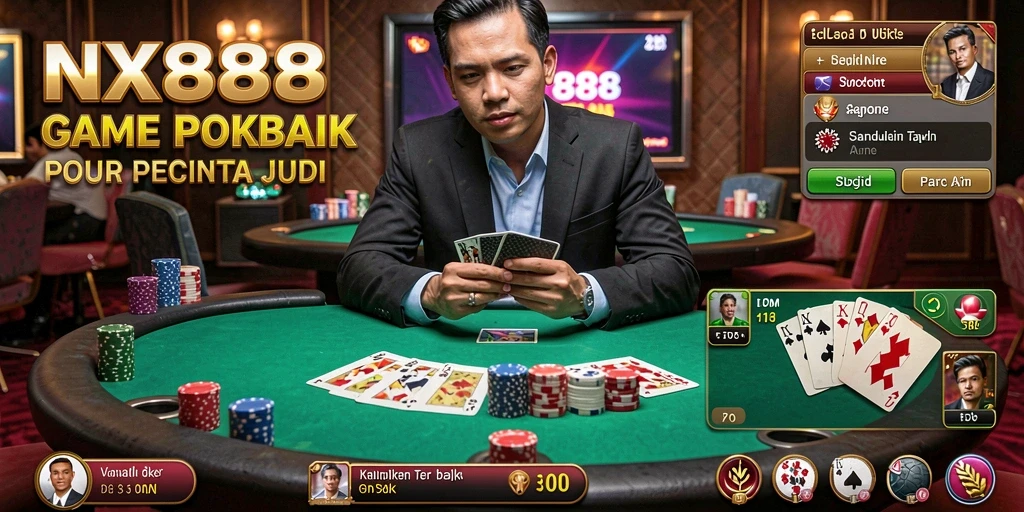 Tampilan screenshot NX888 yang menunjukkan aksi seru dalam permainan poker.