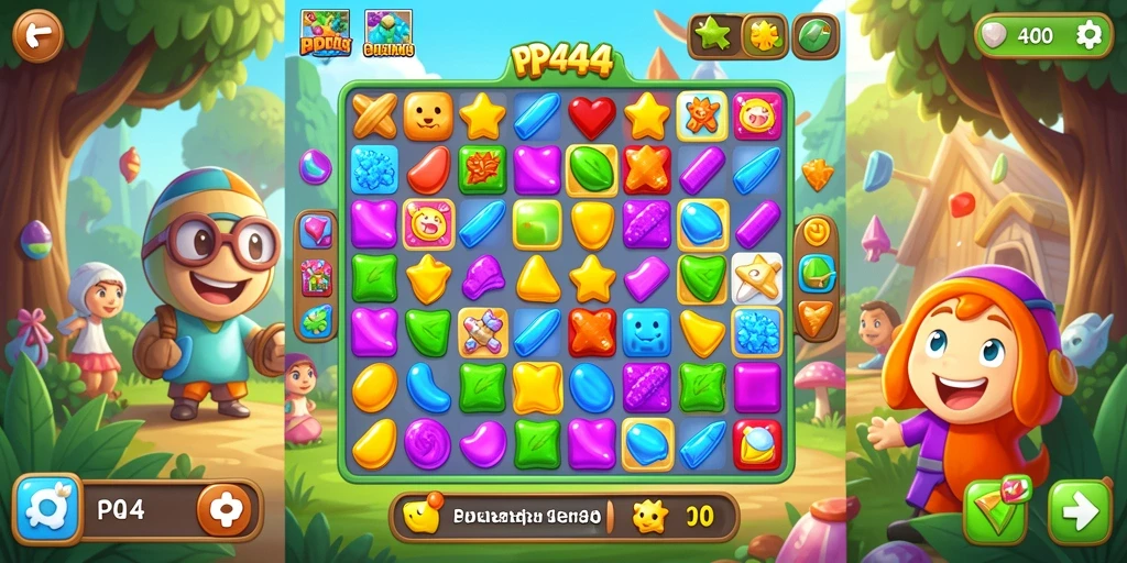 Tangkapan layar utama PP444 menampilkan gameplay seru Match-3.
