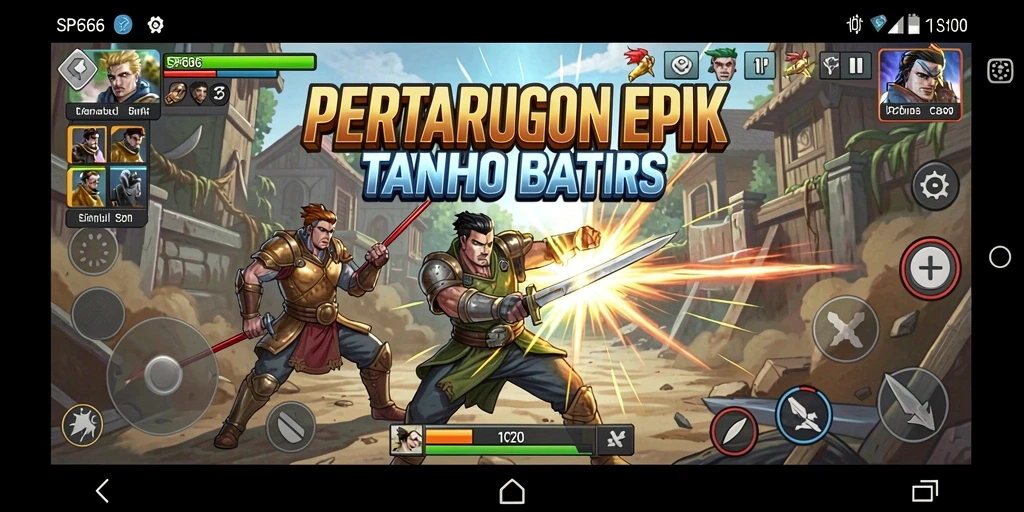 Tangkapan layar SP666 menampilkan pertarungan seru di arena.