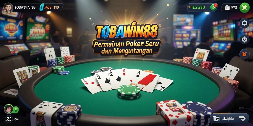 Tampilan gameplay Poker yang menarik di TOBAWIN88.